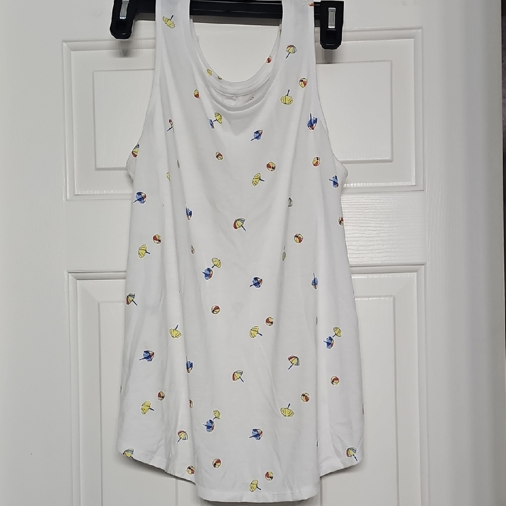 St. John's Bay White Tank with Vibrant Print